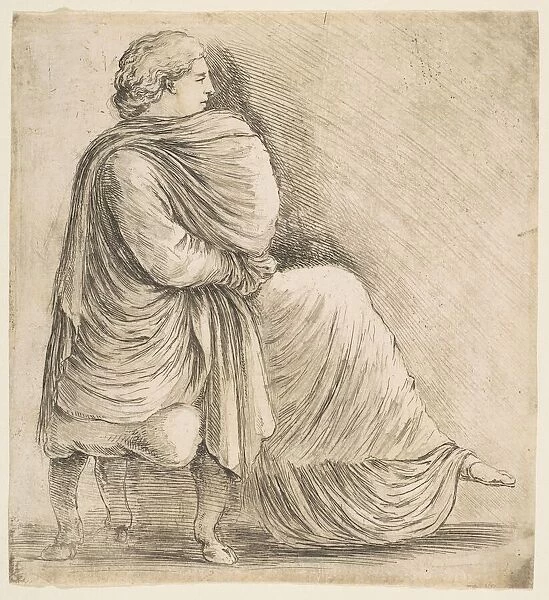 Seated Woman in Profile after Antique Bas Relief, ca. 1660. Creator: Stefano della Bella