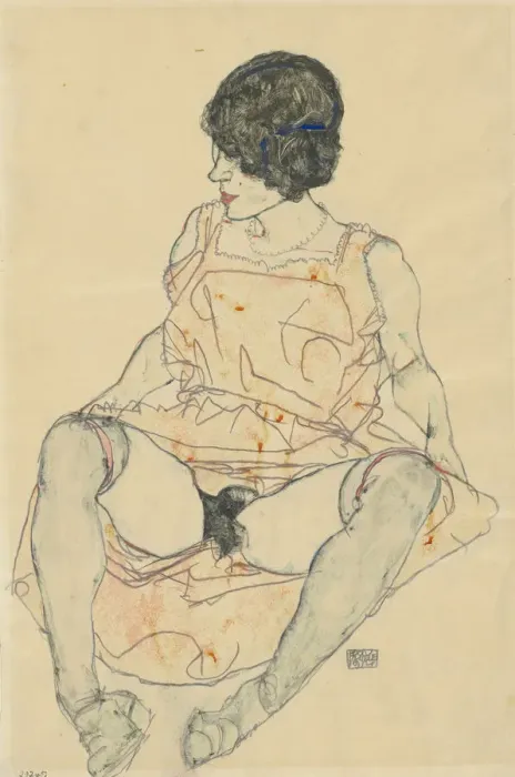 Framed Print : Seated woman with pushed up dress, 1914 Framed Print : Seated woman with pushed up dress, 1914
