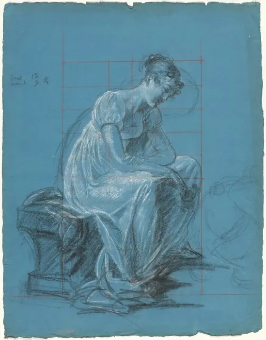Framed Print : Seated Woman (recto), c. 1815. Creator: Antoine Toussaint de Chazal Framed Print : Seated Woman (recto), c. 1815. Creator: Antoine Toussaint de Chazal