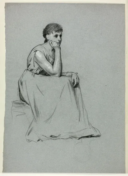 Framed Print : Seated Woman Resting on her Elbow, n. d. Creator: Henry Stacy Marks Framed Print : Seated Woman Resting on her Elbow, n. d. Creator: Henry Stacy Marks