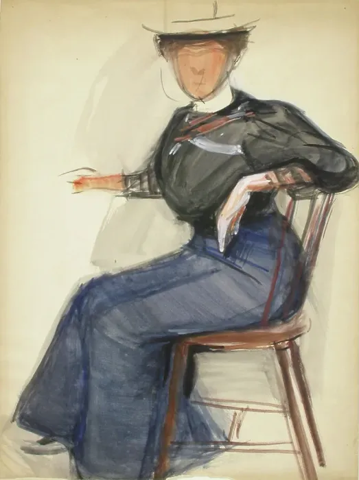 Framed Print : Seated woman, sketch, 1905. Creator: Verner Thome Framed Print : Seated woman, sketch, 1905. Creator: Verner Thome