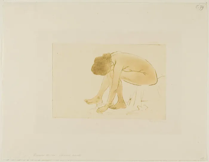 Framed Print : Seated Woman Wiping Her Feet, 852. Creator: Theophile Alexandre Steinlen Framed Print : Seated Woman Wiping Her Feet, 852. Creator: Theophile Alexandre Steinlen