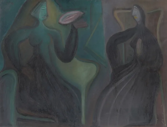 Framed Print : Seated women, 1920-1930. Creator: Karol Polonyi Framed Print : Seated women, 1920-1930. Creator: Karol Polonyi