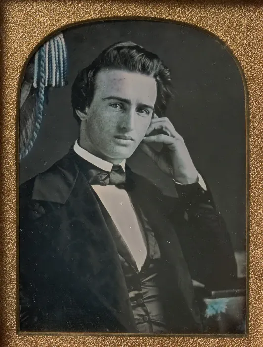 Framed Print : [Seated Young Man Resting Head on Fingers], 1840s. Creator: Unknown