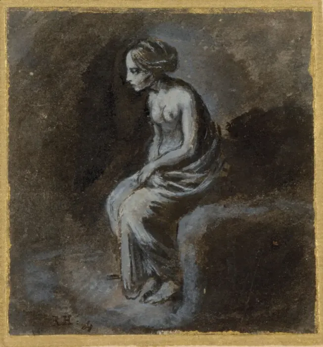 Framed Print : Seated Young Woman, late 16th-early 17th century. Creator: Adam Elsheimer Framed Print : Seated Young Woman, late 16th-early 17th century. Creator: Adam Elsheimer