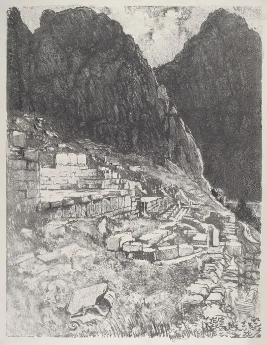Framed Print : Seats of the Mighty, Delphi, 1913. Creator: Joseph Pennell Framed Print : Seats of the Mighty, Delphi, 1913. Creator: Joseph Pennell