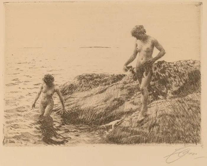 Framed Print : Seaward Skerries, 1913. Creator: Anders Leonard Zorn Framed Print : Seaward Skerries, 1913. Creator: Anders Leonard Zorn