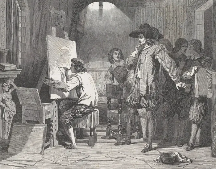 Framed Print : Sebastian Gomez Discovered by His Master, Murillo, At Work, from Illustrated L... April 29, 1848. Creator: Walter George Mason Framed Print : Sebastian Gomez Discovered by His Master, Murillo, At Work, from Illustrated L... April 29, 1848. Creator: Walter George Mason