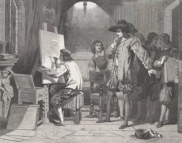 Sebastian Gomez Discovered by His Master, Murillo, At Work, from 'Illustrated L... April 29, 1848. Creator: Walter George Mason