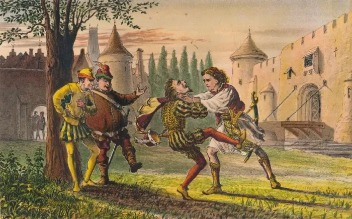 Framed Print : Sebastian: Why! Theres for thee! And there! And there!, c1875. Artist: Robert Charles Dudley Framed Print : Sebastian: Why! Theres for thee! And there! And there!, c1875. Artist: Robert Charles Dudley