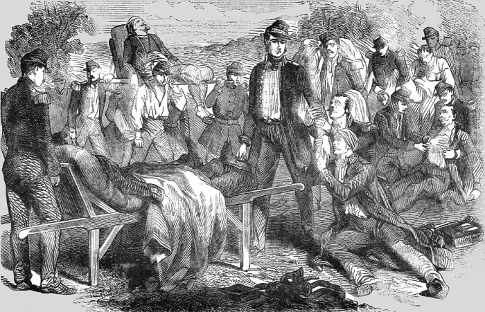 Framed Print : Sebastopol; Carrying the Wounded to the Hospital Lines, 1854. Creator: Unknown Framed Print : Sebastopol; Carrying the Wounded to the Hospital Lines, 1854. Creator: Unknown