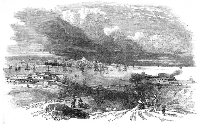 Framed Print : Sebastopol, sketched from Fort Constantine, 1854. Creator: Unknown Framed Print : Sebastopol, sketched from Fort Constantine, 1854. Creator: Unknown