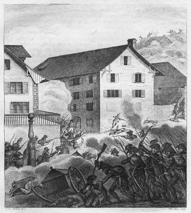 Framed Print : Second Battle of Zurich, Fighting scene at the Central, 1799. Artist: Anonymous Framed Print : Second Battle of Zurich, Fighting scene at the Central, 1799. Artist: Anonymous