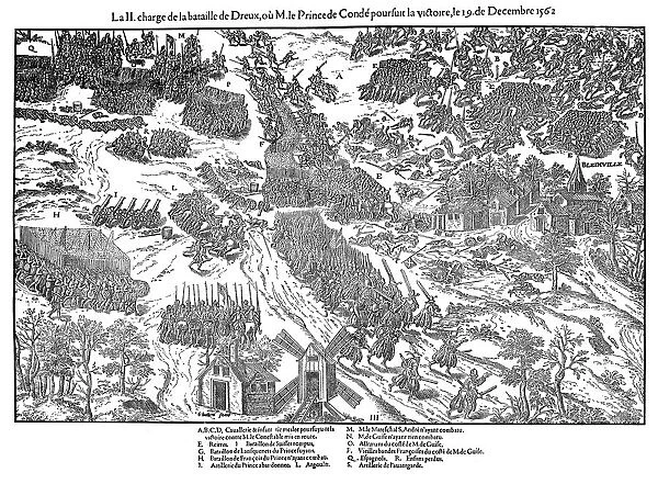 Second charge at the Battle of Dreux, French Religious Wars, 19 December 1562 (1570). Artist: Jacques Tortorel