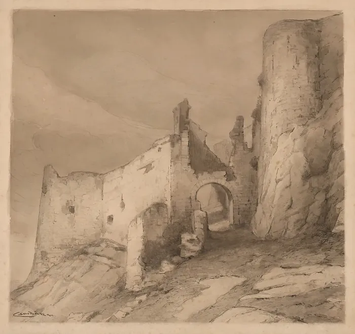 Framed Print : Second courtyard of Spis Castle, 1912. Creator: Ludovit Cordak Framed Print : Second courtyard of Spis Castle, 1912. Creator: Ludovit Cordak
