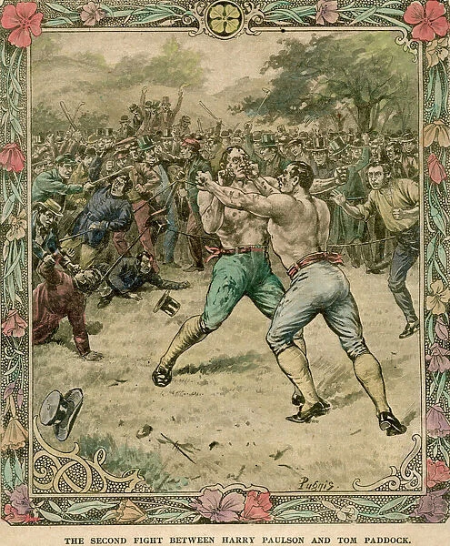The second fight between Harry Paulson and Tom Paddock, 1851 (late 19th or early 20th century).Artist: Pugnis