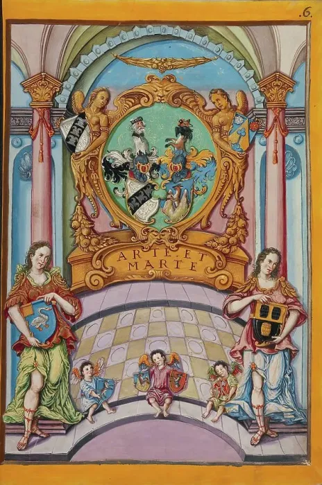 Framed Print : Second Frontispiece with the Derrer Coat of Arms; Genealogy of the Derrer Family, about 1626-1711. Creator: Unknown Framed Print : Second Frontispiece with the Derrer Coat of Arms; Genealogy of the Derrer Family, about 1626-1711. Creator: Unknown