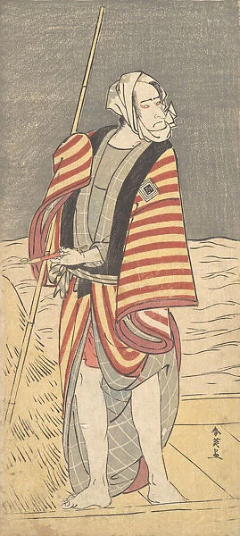 The Second Ichikawa Komazo as a Boatman Standing on the Deck of a Barge, ca