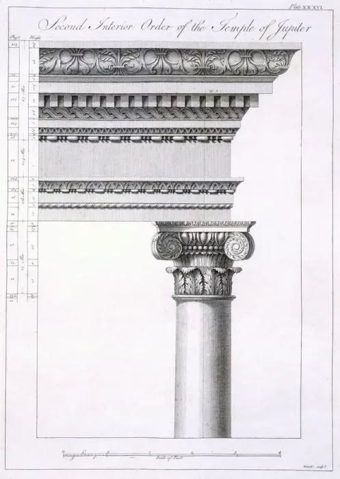 Framed Print : Second Interior Order of the Temple of Jupiter, pub. 1764. Creator: Robert Adam (1728-92)