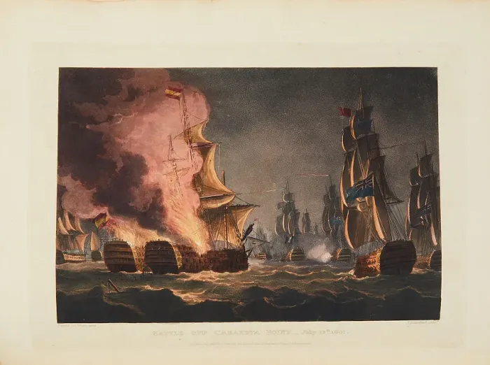 Framed Print : Second naval battle off Algeciras on July 12, 1801. Creator: Sutherland, Thomas (1785-1838) Framed Print : Second naval battle off Algeciras on July 12, 1801. Creator: Sutherland, Thomas (1785-1838)