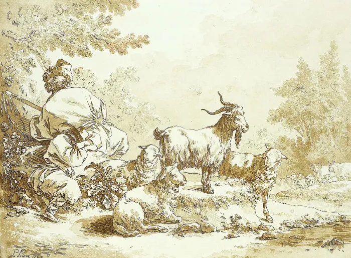 Framed Print : Second Pastoral, 1769. Creator: Jean Baptiste Le Prince Framed Print : Second Pastoral, 1769. Creator: Jean Baptiste Le Prince