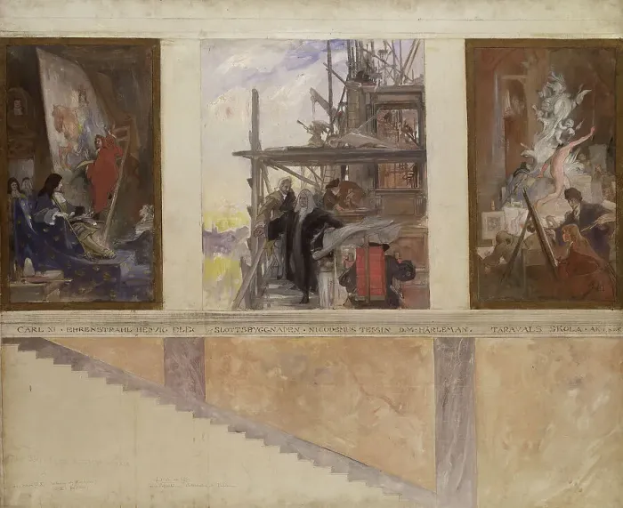 Framed Print : Second Proposed Decoration of the Walls in the Lower Hall of the Nationalmuseum, 1890-1891. Creator: Carl Larsson Framed Print : Second Proposed Decoration of the Walls in the Lower Hall of the Nationalmuseum, 1890-1891. Creator: Carl Larsson