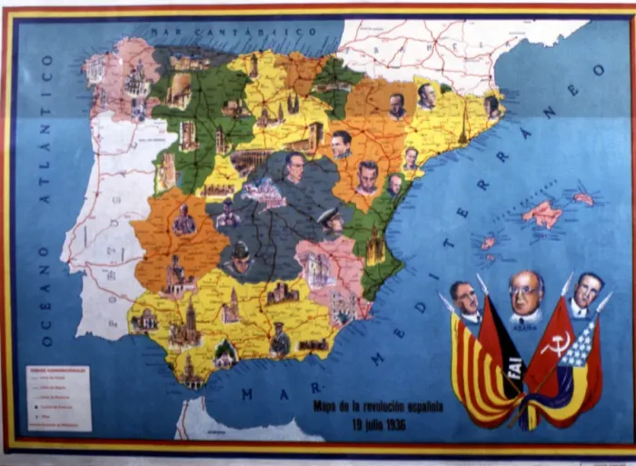 Framed Print : Second Republic. (1931-1939), map of the Spanish revolution on July 19, 1936 Framed Print : Second Republic. (1931-1939), map of the Spanish revolution on July 19, 1936