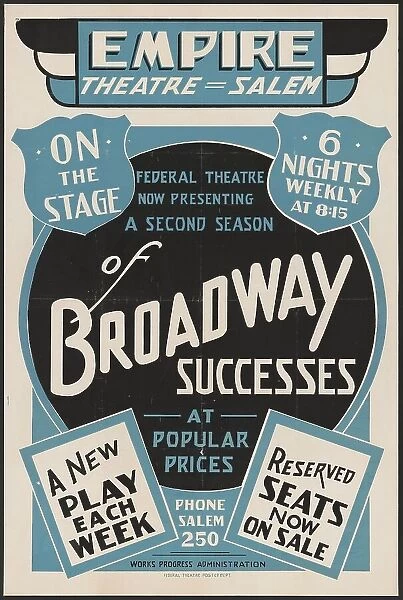 A Second Season of Broadway Sucesses, Salem, MA, [193-]. Creator: Unknown