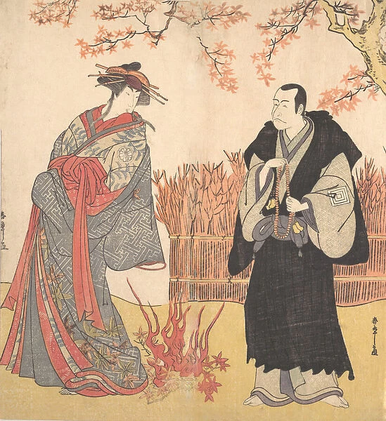 The Second Segawa Tomisaburo as a Tall Courtesan Standing in a Room, ca. 1785. Creator: Shunsho