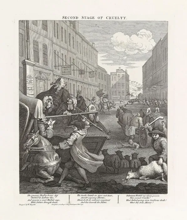 Framed Print : Second stage of cruelty. Series The four stages of cruelty, 1751. Creator: Hogarth, William (1697-1764). Second stage of cruelty. Series The four stages of cruelty, 1751. Creator: Hogarth, William (1697-1764)