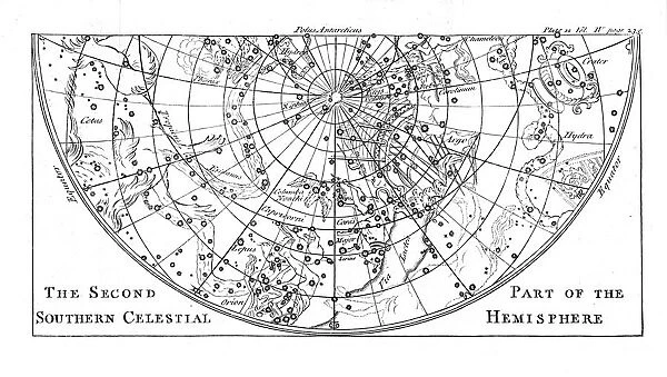 Second part of the star chart of the Southern Celestial Hemisphere showing constellations, 1747