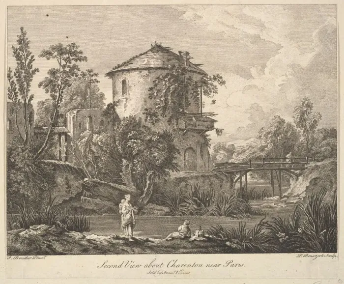 Framed Print : Second View of Charenton near Paris, mid to late 18th century Framed Print : Second View of Charenton near Paris, mid to late 18th century