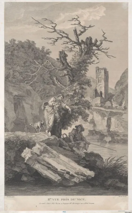 Framed Print : Second View Close to Nice, ca. 1750-1800. Creator: Pierre Francois Basan Framed Print : Second View Close to Nice, ca. 1750-1800. Creator: Pierre Francois Basan