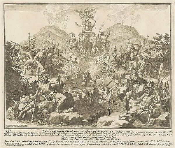 The Seconda Macchina for the Chinea of 1738: The Triumph of Bacchus and Ceres, 1738. Creator: M Sorello