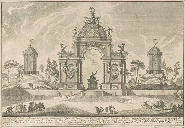 Framed Print : The Seconda Macchina for the Chinea of 1756: The Temple of Ceres, 1756. Creator: Giuseppe Pozzi