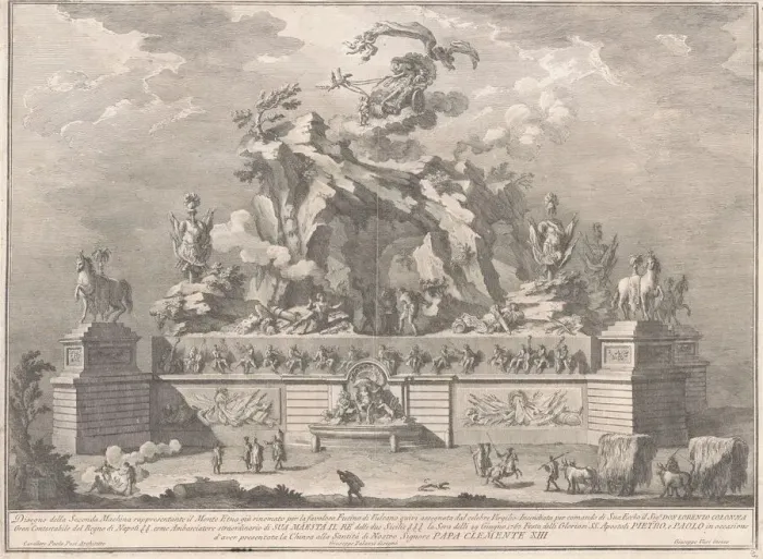 Framed Print : The Seconda Macchina for the Chinea of 1767: Mount Etna with the Forge of Vulcan, 1767 Framed Print : The Seconda Macchina for the Chinea of 1767: Mount Etna with the Forge of Vulcan, 1767