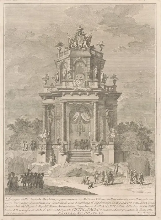 Framed Print : The Seconda Macchina for the Chinea of 1782: A Countryside Festival at Night, 1782