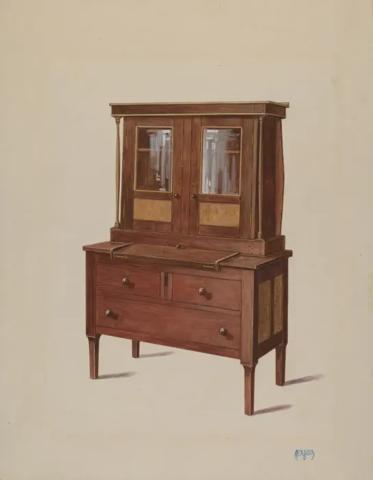 Framed Print : Secretary Bookcase, c. 1936. Creator: Rex F Bush Framed Print : Secretary Bookcase, c. 1936. Creator: Rex F Bush