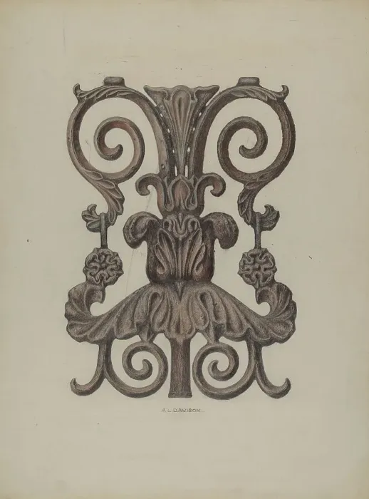 Framed Print : Section of Cast Iron Balcony, c. 1937. Creator: Austin L. Davison Framed Print : Section of Cast Iron Balcony, c. 1937. Creator: Austin L. Davison