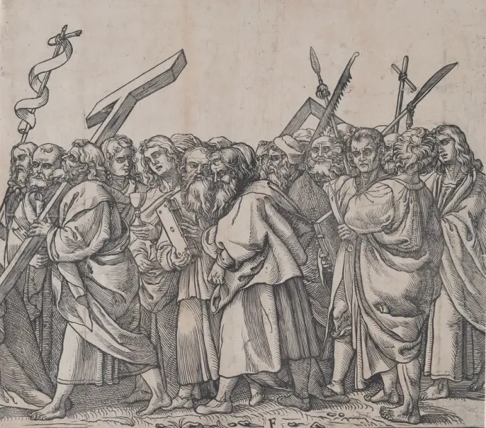 Framed Print : Section F: Saints holding crosses, books, and weapons, from The Triumph of Christ, 1836