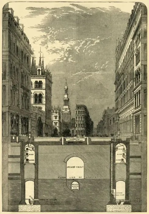 Framed Print : Section of the Holborn Viaduct, Showing the Subways, c1876. Creator: Unknown Framed Print : Section of the Holborn Viaduct, Showing the Subways, c1876. Creator: Unknown