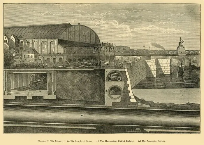 Framed Print : Section of the Thames Embarkment, 1867, (c1876). Creator: Unknown Framed Print : Section of the Thames Embarkment, 1867, (c1876). Creator: Unknown