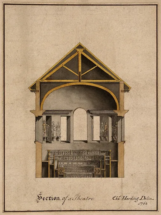 Framed Print : Section of a Theatre, 1762. Creator: Charles Harding Framed Print : Section of a Theatre, 1762. Creator: Charles Harding