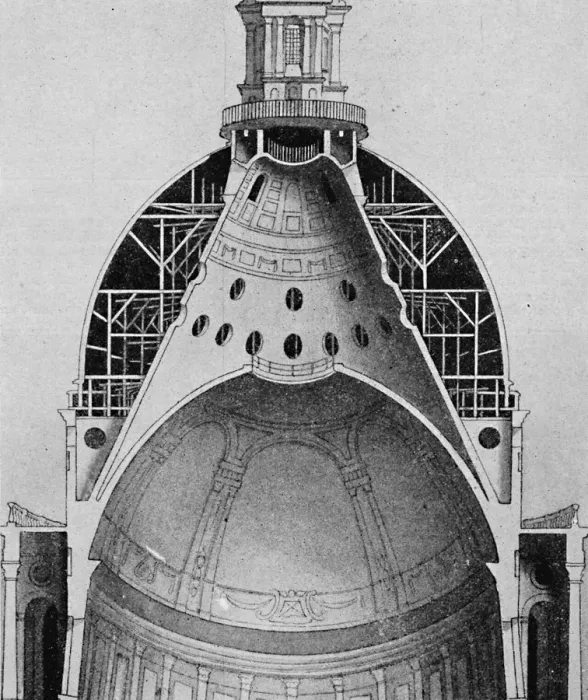 Framed Print : A sectional drawing of Sir Christopher Wrens great dome, c1934 Framed Print : A sectional drawing of Sir Christopher Wrens great dome, c1934