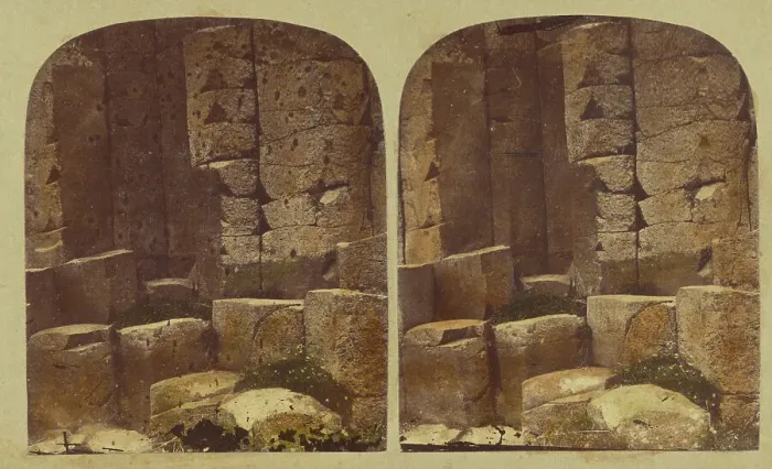 Framed Print : Sectional View of the Basaltic Columns, Giant's Causeway, County of Antrim. Ireland, about 1860. Creator: London Stereoscopic & Photographic Co Framed Print : Sectional View of the Basaltic Columns, Giant's Causeway, County of Antrim. Ireland, about 1860. Creator: London Stereoscopic & Photographic Co