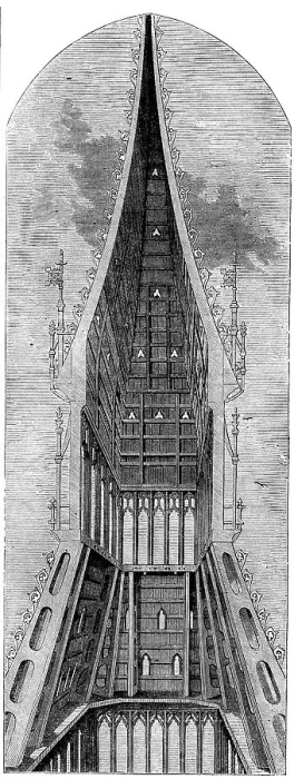 Framed Print : Sectional View of the Clock Tower, 1858. Creator: Unknown Framed Print : Sectional View of the Clock Tower, 1858. Creator: Unknown