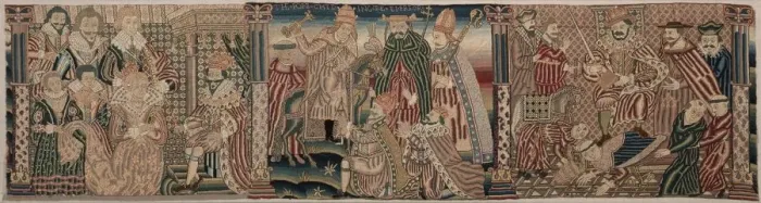 Framed Print : Sections of an Embroidered Frieze, 1625-1649. Creator: Unknown Framed Print : Sections of an Embroidered Frieze, 1625-1649. Creator: Unknown