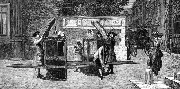 Framed Print : Sedan chairs, 18th century (1882-1884). Artist: Smeeton and Tilly Framed Print : Sedan chairs, 18th century (1882-1884). Artist: Smeeton and Tilly