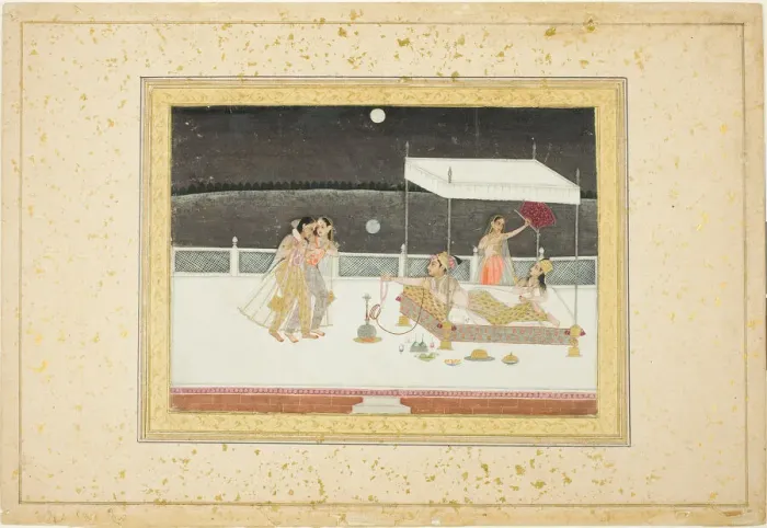 Framed Print : Seduction Scene on a Terrace by Moonlight, 18th century. Creator: Unknown Framed Print : Seduction Scene on a Terrace by Moonlight, 18th century. Creator: Unknown