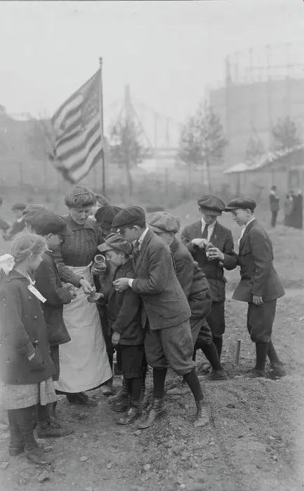 Framed Print : Seed distribution, Rockefeller Garden, 1917. Creator: Bain News Service Framed Print : Seed distribution, Rockefeller Garden, 1917. Creator: Bain News Service